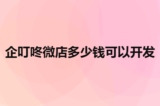 企叮咚微店多少钱可以开发成功（小程序开发制作）